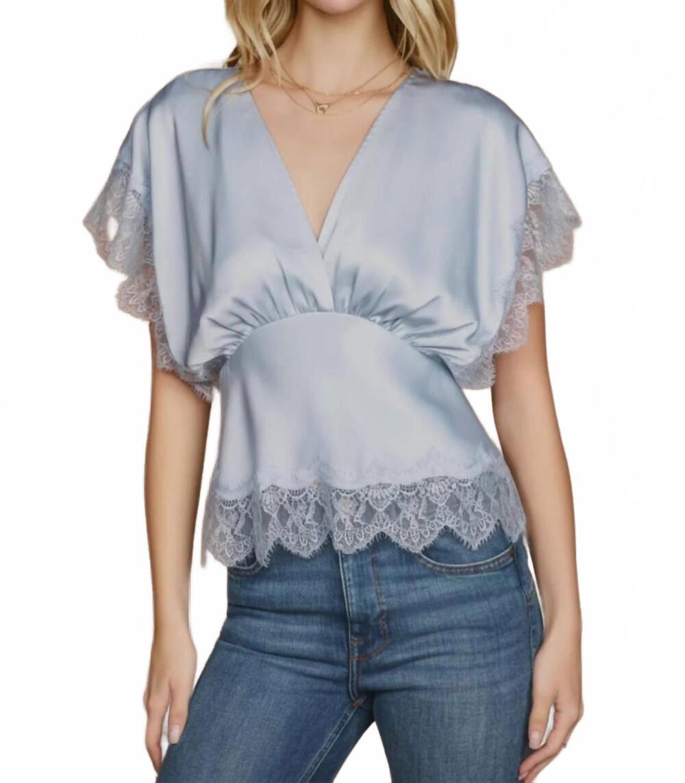 NEW DRESS FORUM lace blouson top in powder blue